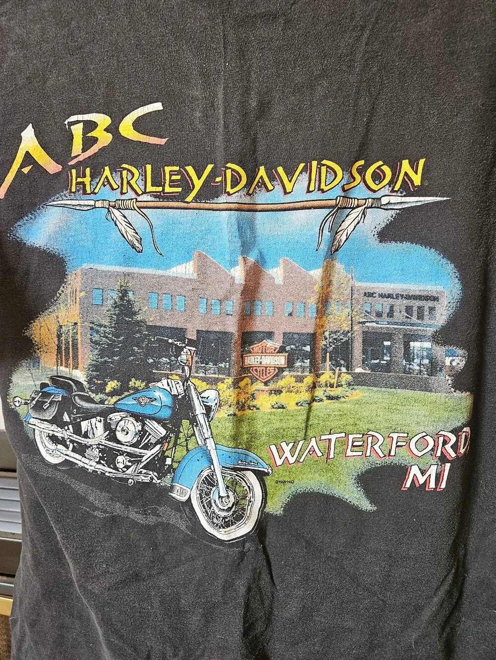 Vintage 2000 Harley-Davidson Black Tee, Blue Flame V-Twin Graphic. Large - Picture 5 of 5